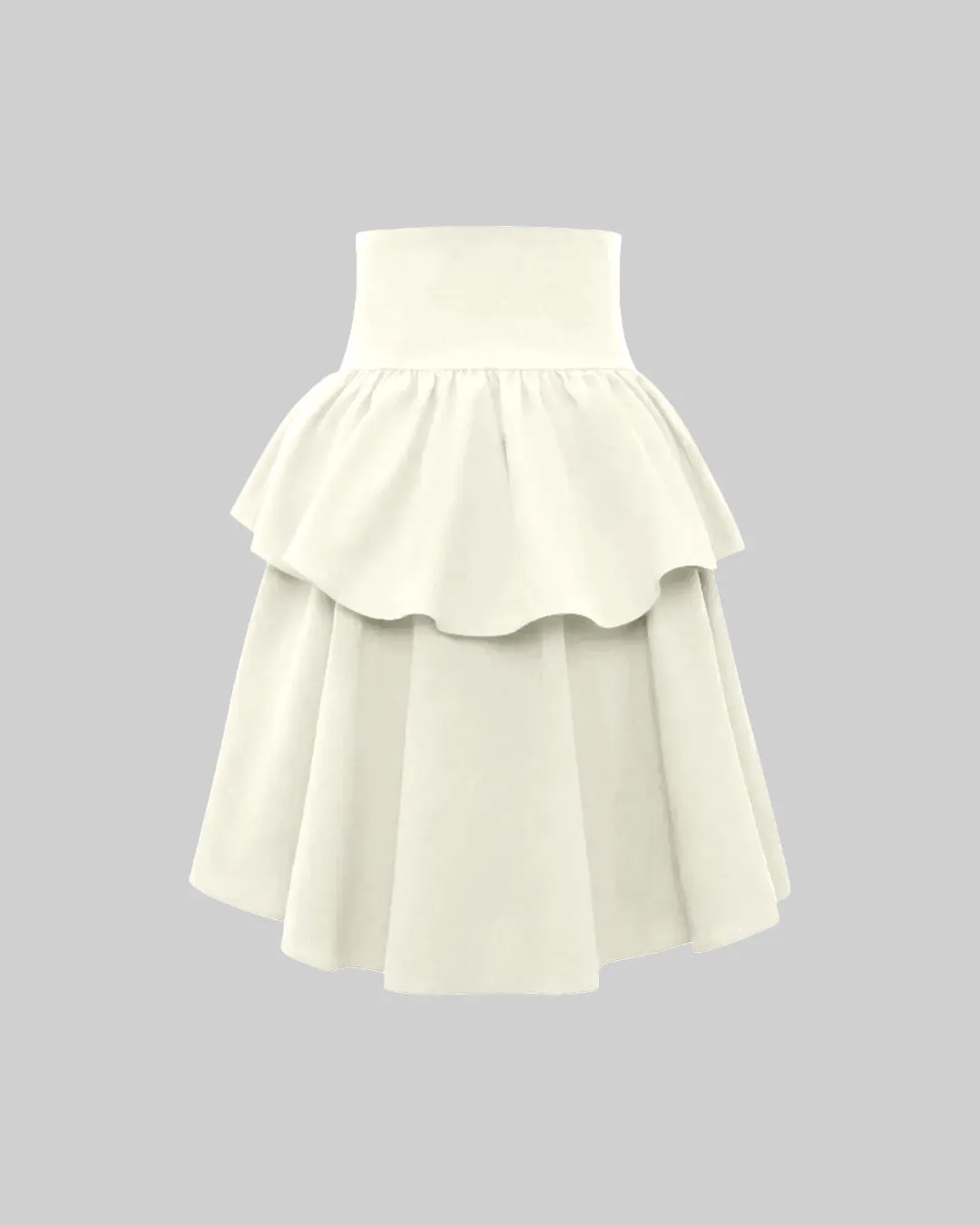 Solid Color Criss Cross Strap Ruffle Skirt In Cream - Image 2
