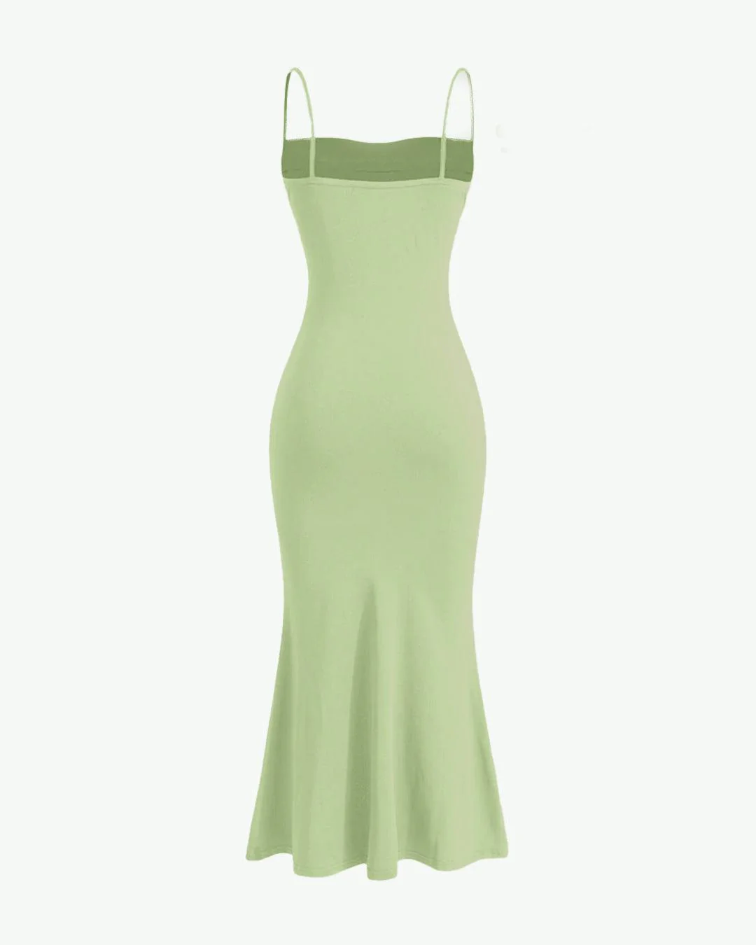Spaghetti Strap Ruched Bodycon Corset Maxi Dress In Green - Image 2