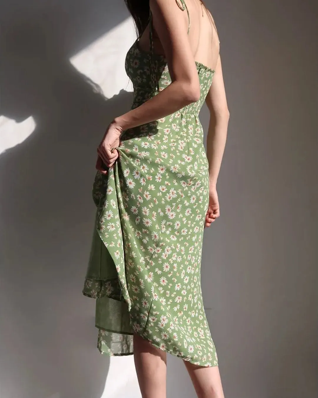 Spaghetti Strap Slit Midi Dress - Image 2