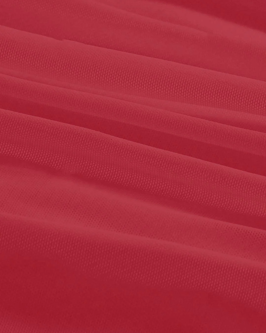 Square Neck Bell Sleeve Asymmetrical Sheer Mesh Red Crop Top - Image 3