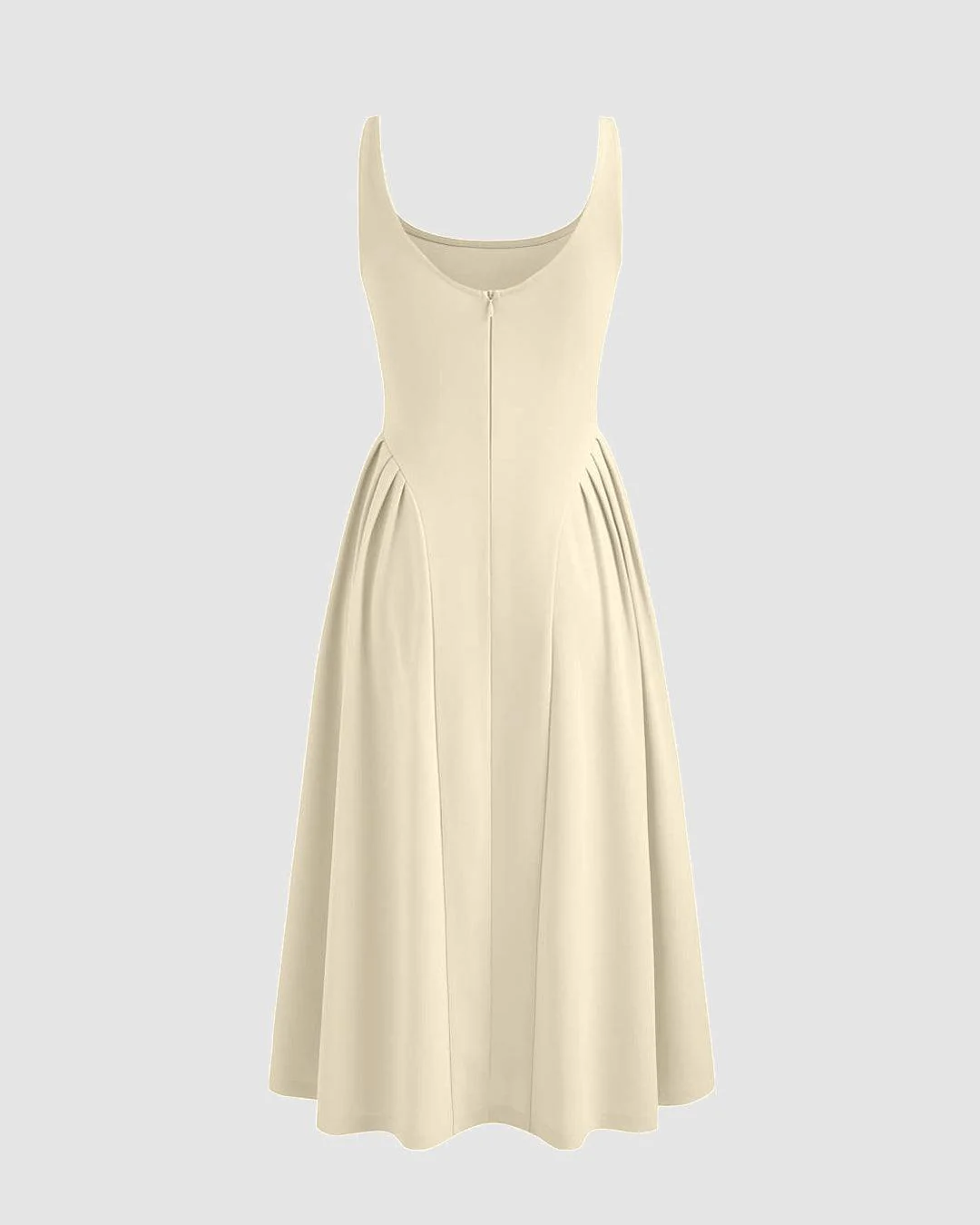 Square Neck Sleeveless Dress In Apricot - Image 2