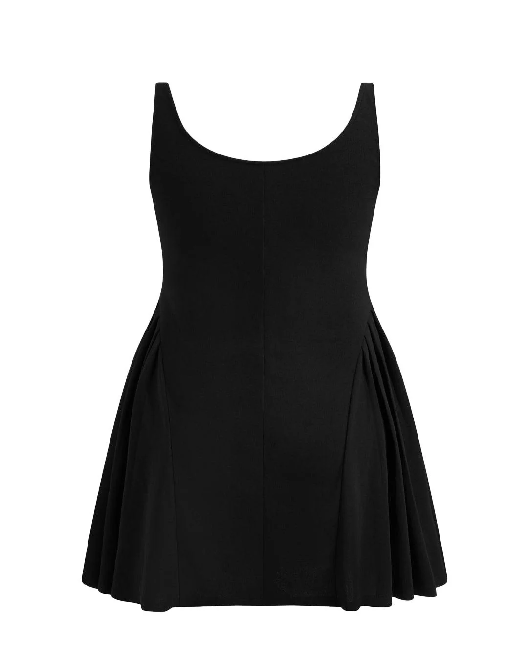 Square Neck Solid Pleated Cami Black Mini Dress Curve & Plus - Image 4