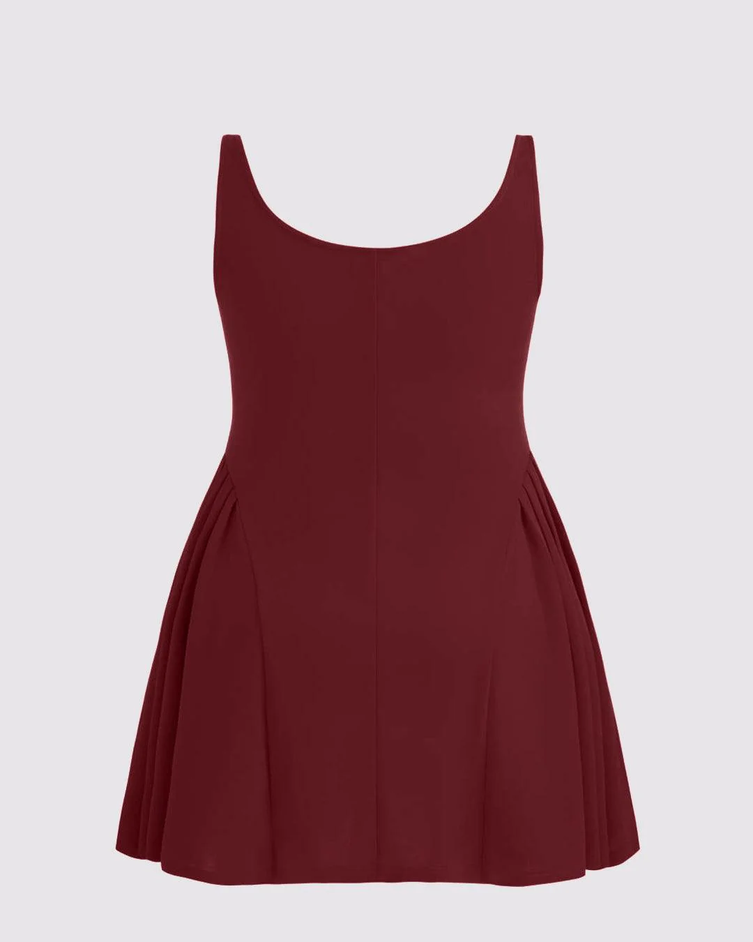 Square Neck Solid Pleated Cami Mini Dress Curve & Plus In Maroon - Image 4