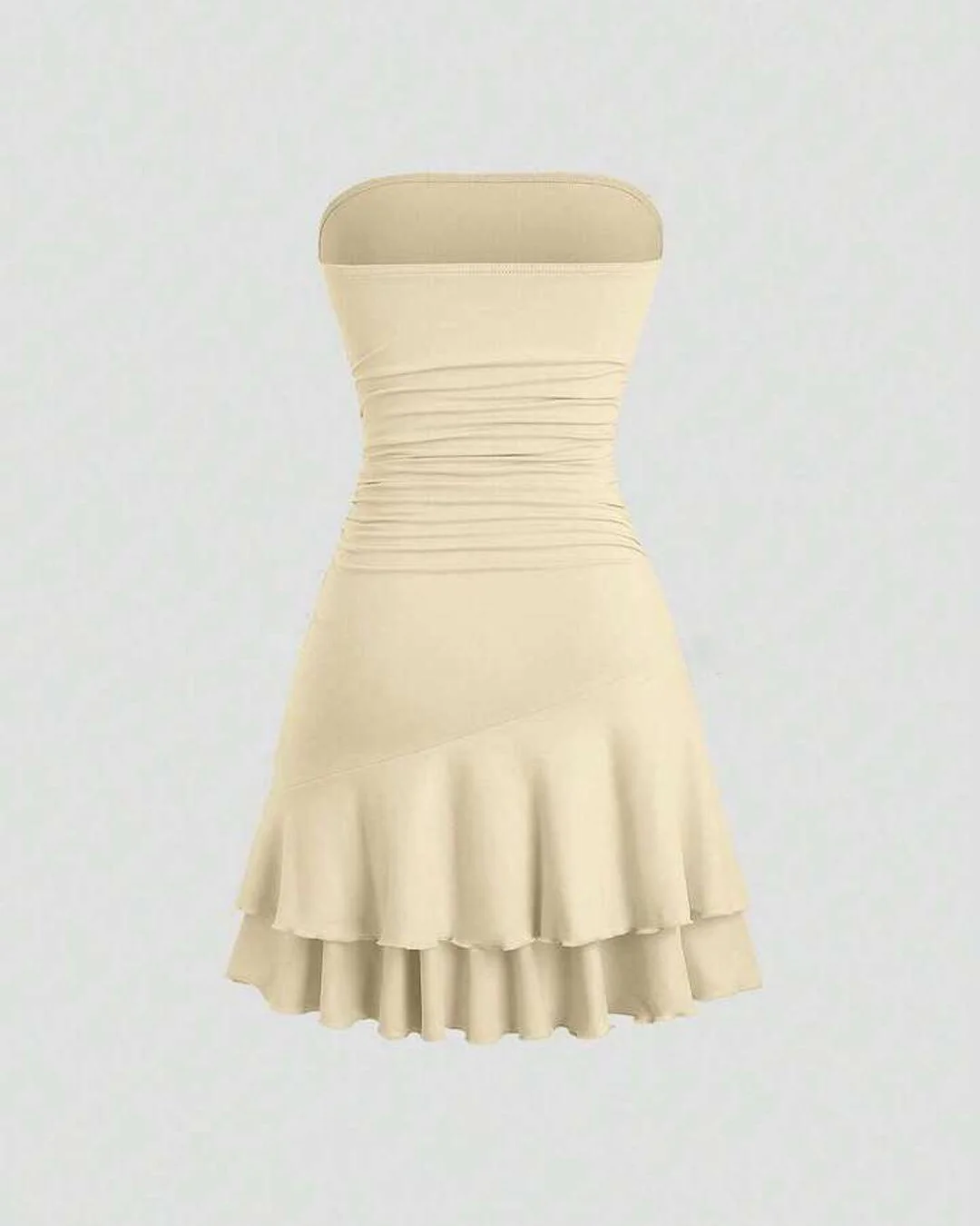 Strapless Off White Mini Dress With Cinched Waist - Image 2