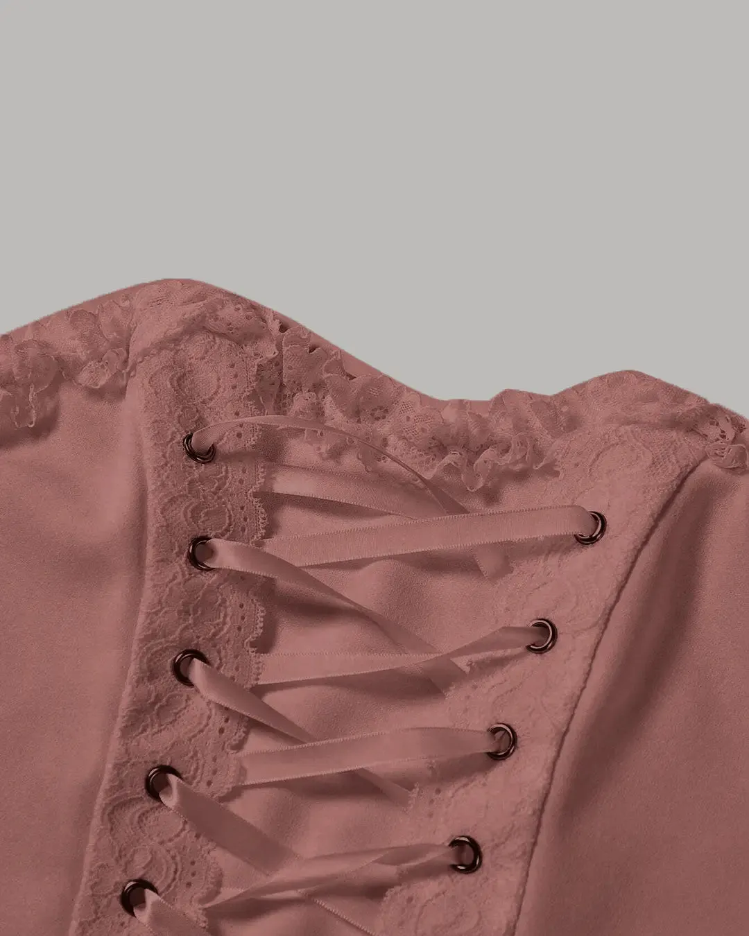 Strapless Ribbon Detail Top Corset Top In Peach - Image 3