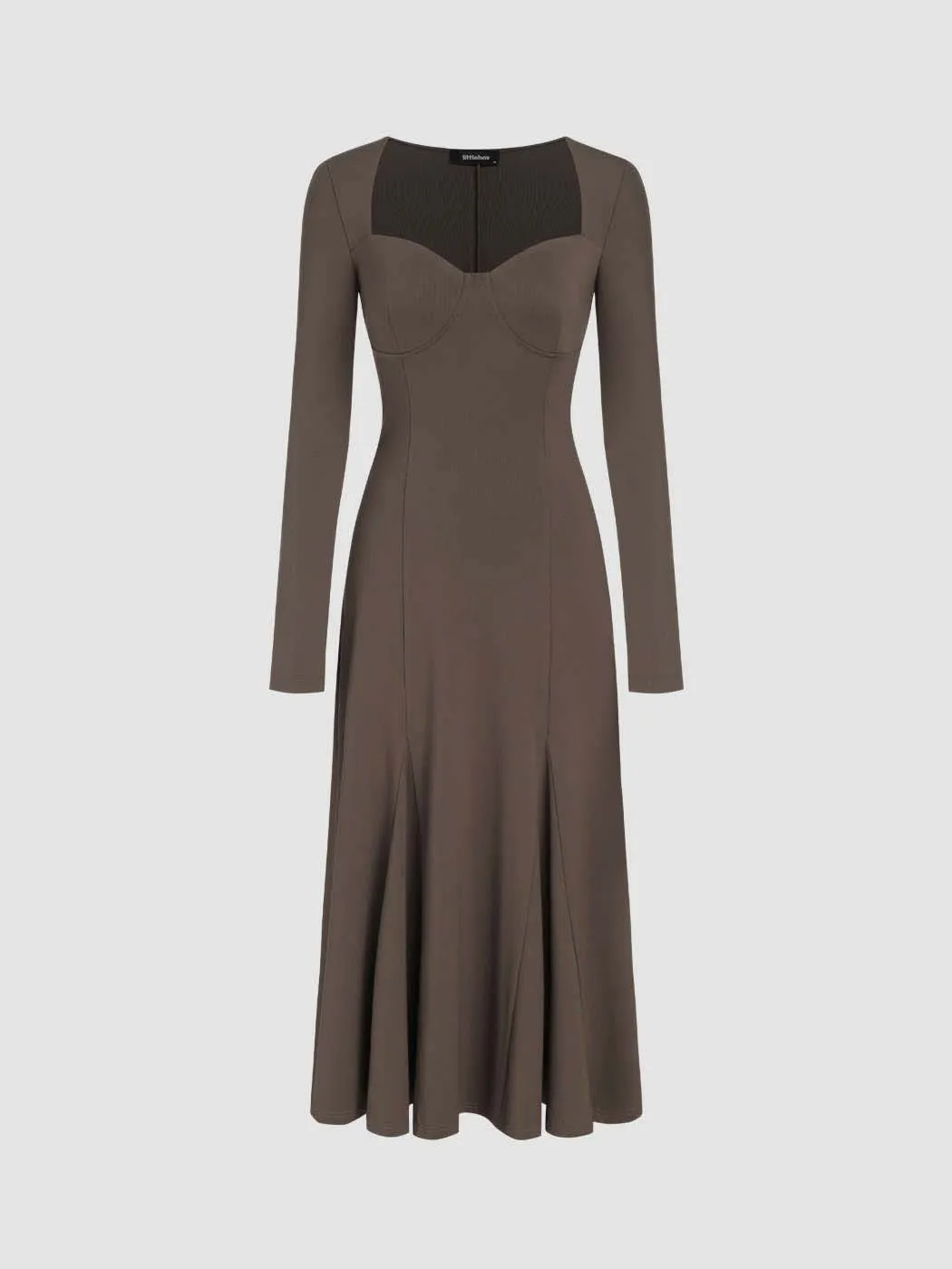 Sweetheart Neck Solid Split Maxi Dress In Chocolate Fondae - Image 4