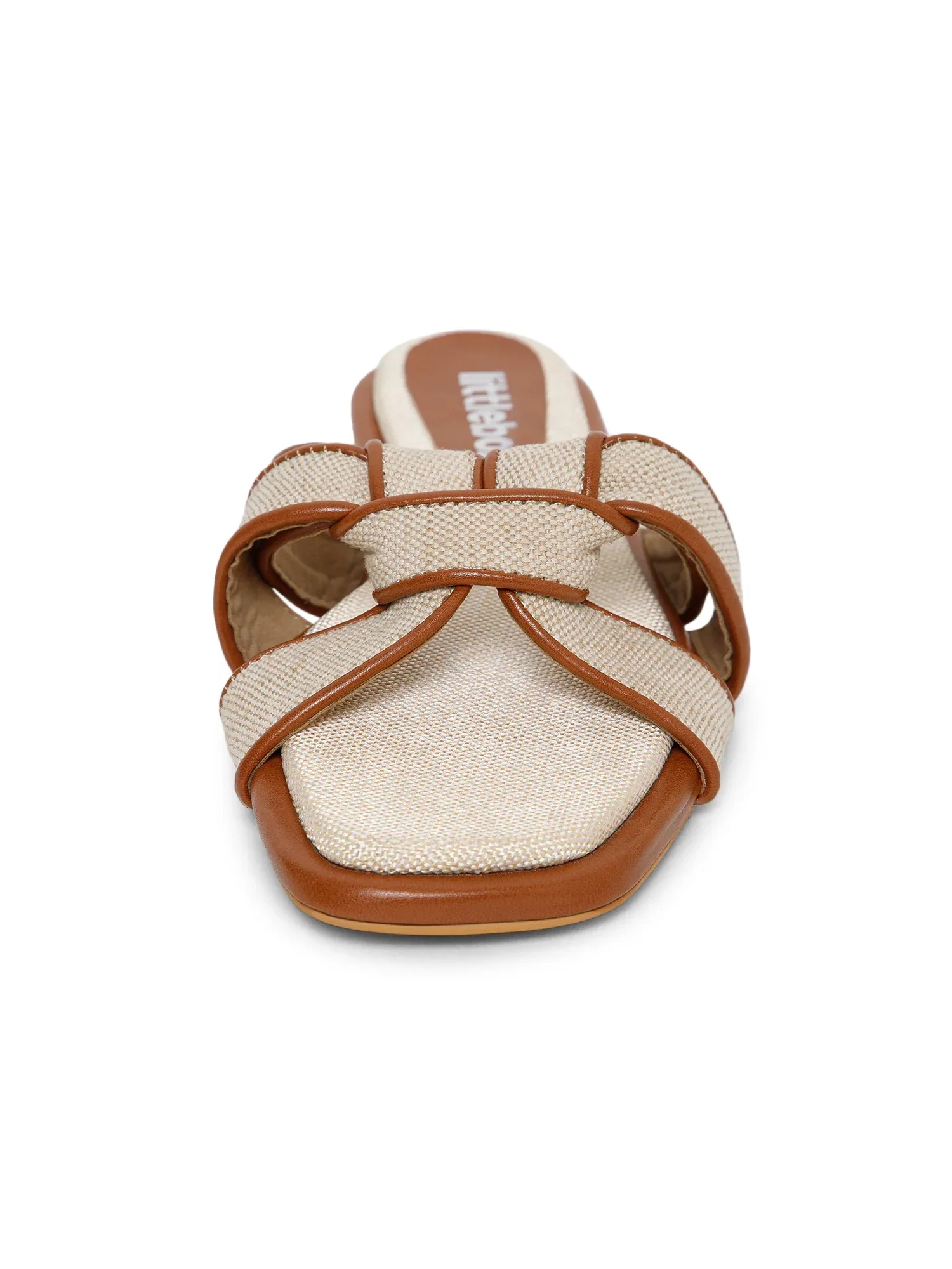 Tan Woven-Textured Multi-Strap Slides - Image 4