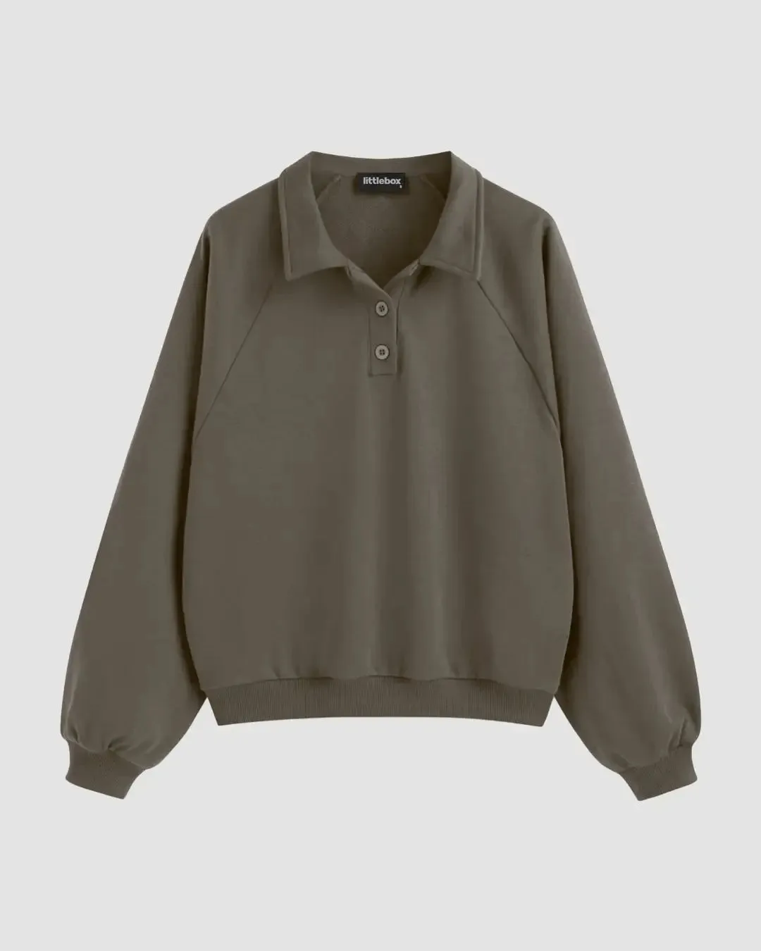 Terry Collar Solid Oversized Sweatshirt In Brown