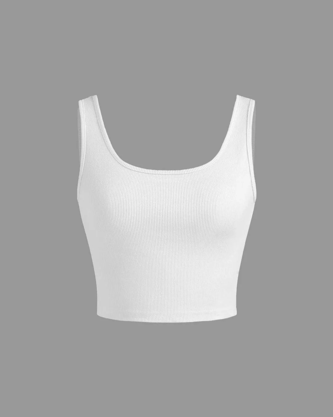 Terry Round Neck Vest & Crop Top In Black - Image 2