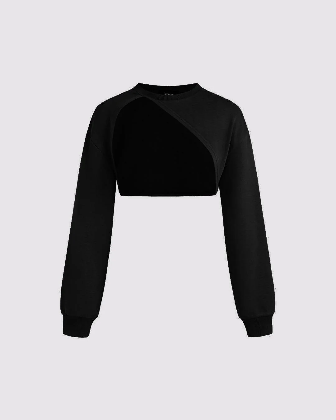 Terry Round Neck Vest & Crop Top In Black - Image 3