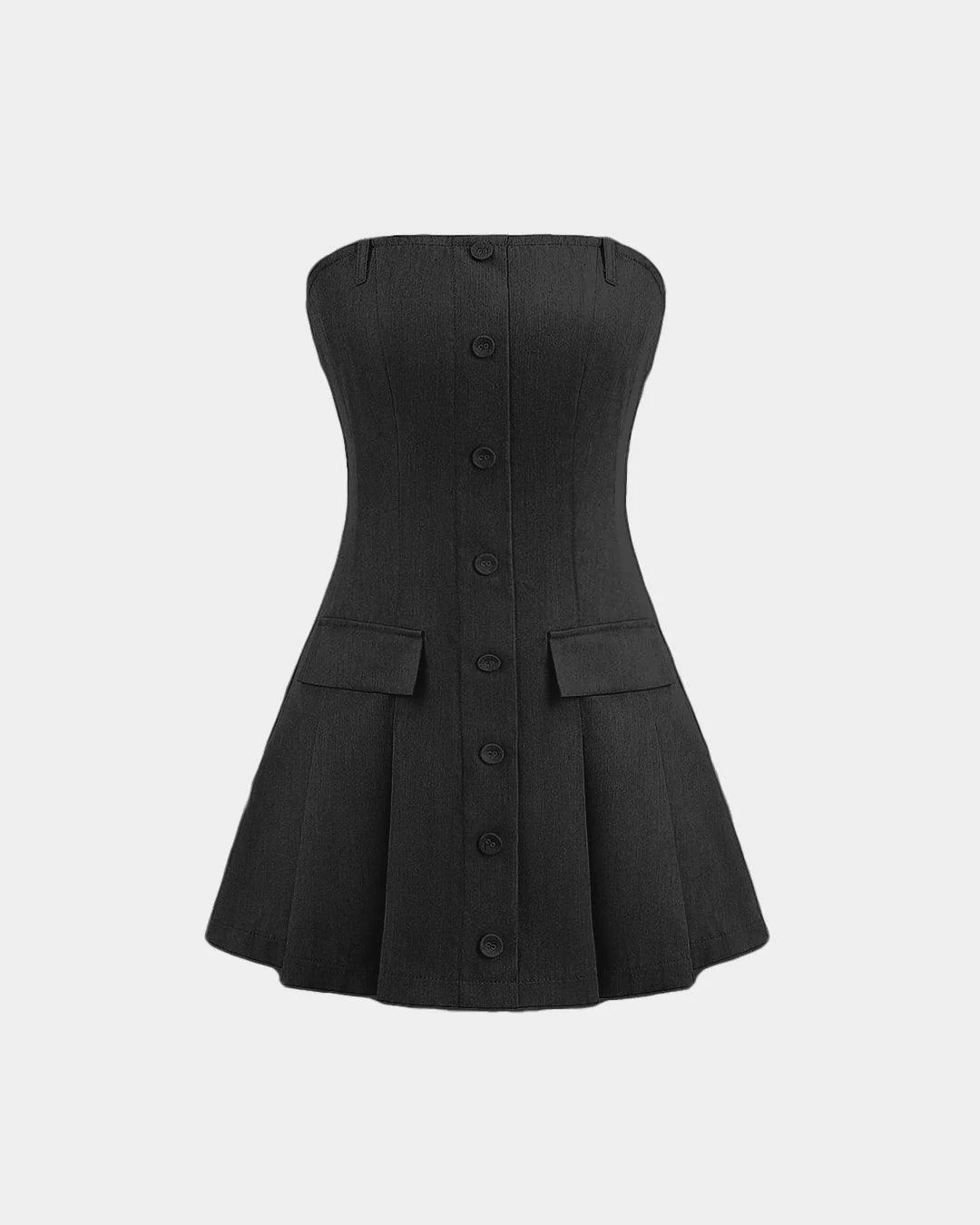 Turndown Collar Blazer & Bustier Two Piece Dress In Black - Image 4