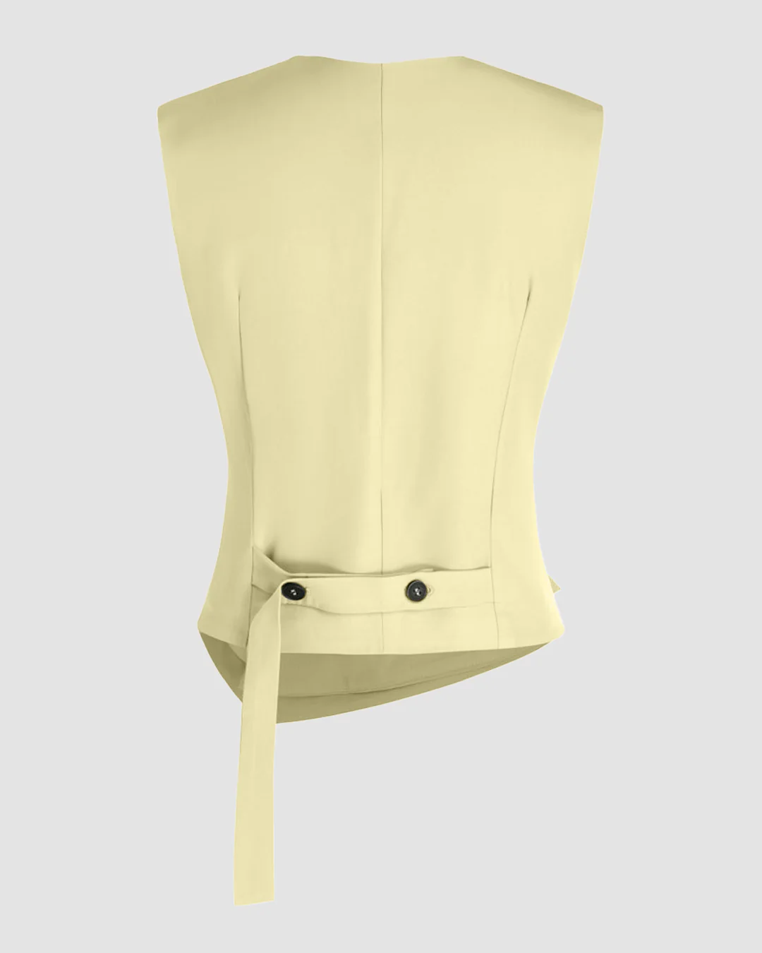 V-Neck Asymmetrical Belted Waistcoat in Yellow - Image 2