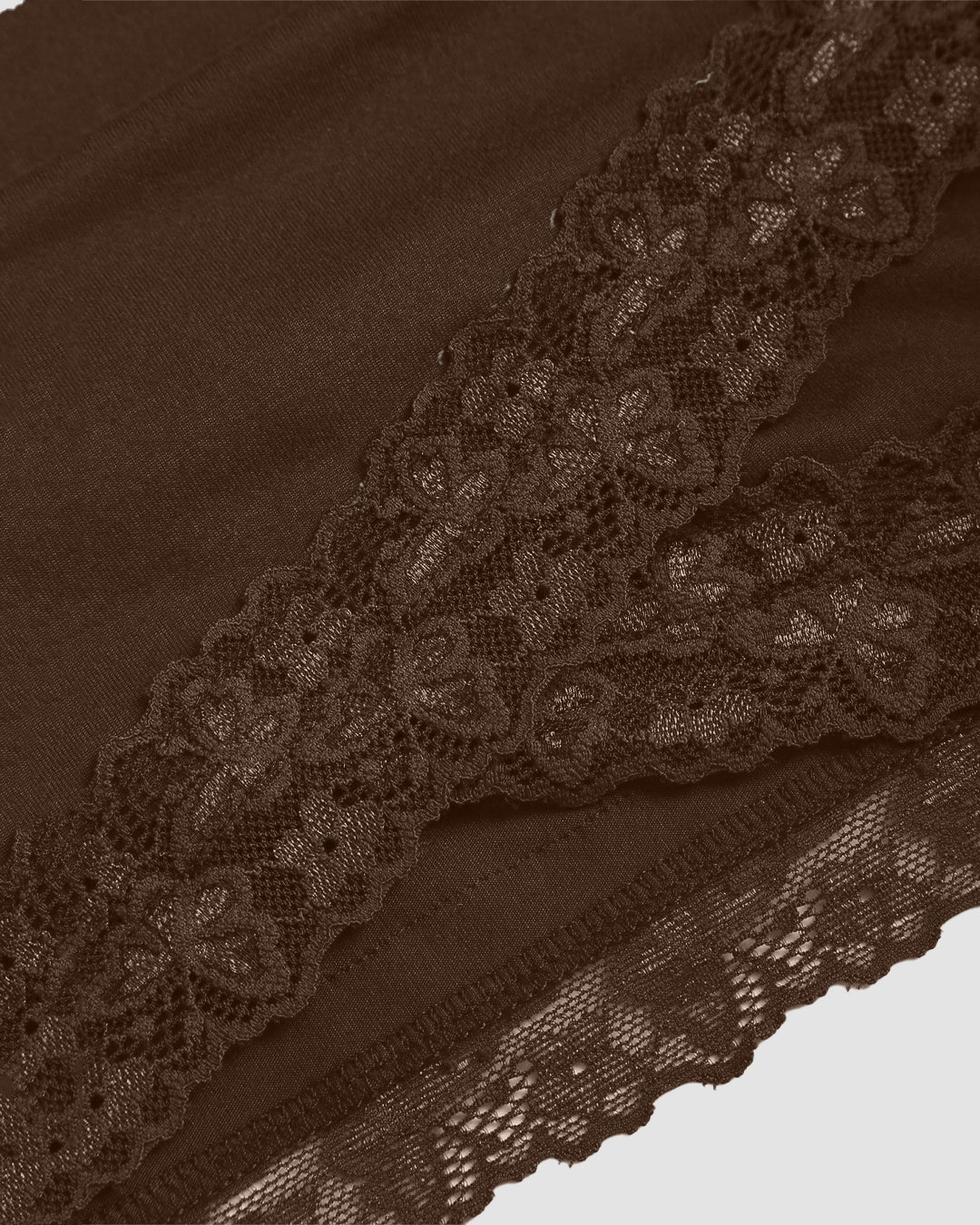 V-Neck Bell Sleeve Lace Trim Side Knot Top in Brown - Image 3