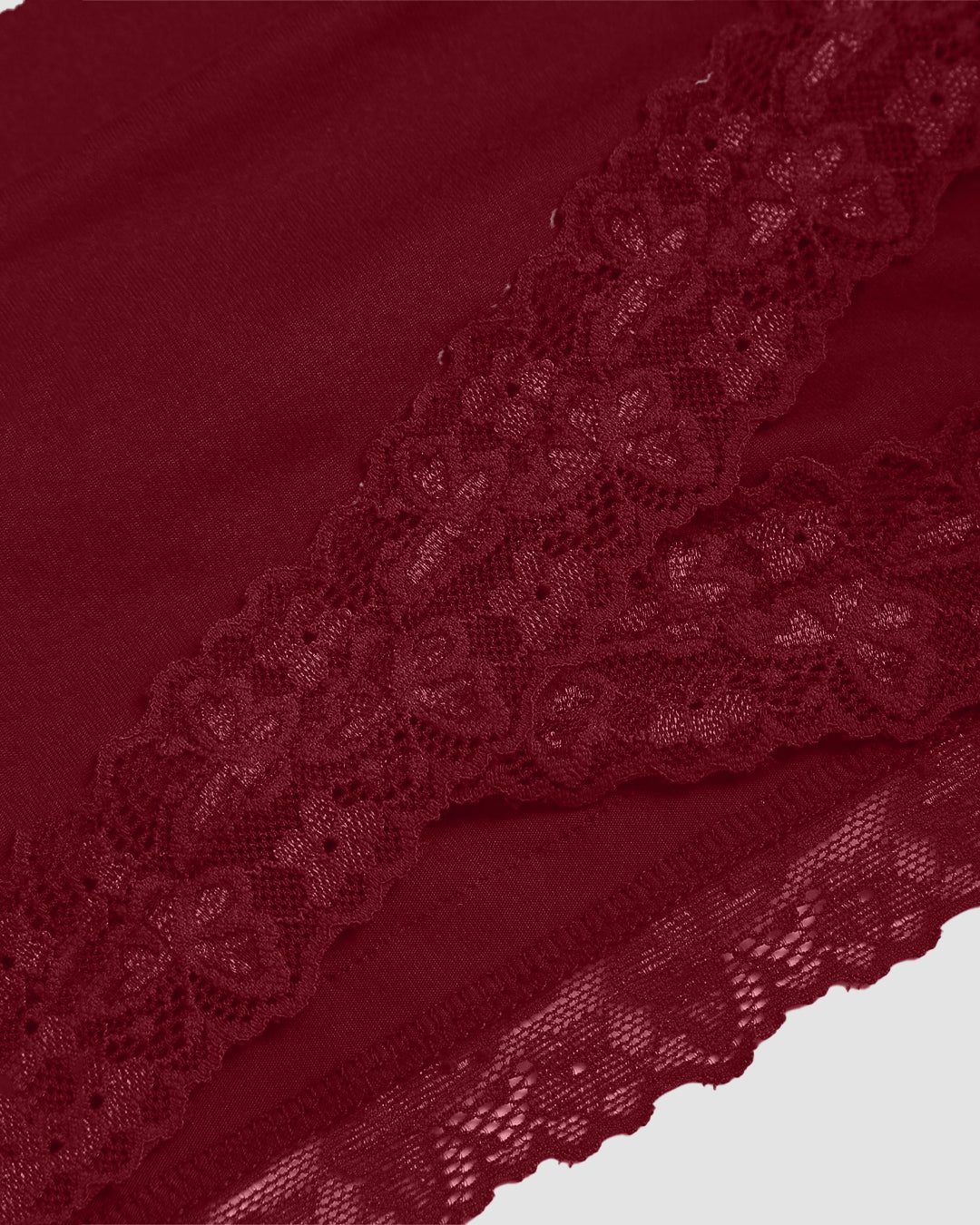 V-Neck Bell Sleeve Lace Trim Side Knot Top in Maroon - Image 3