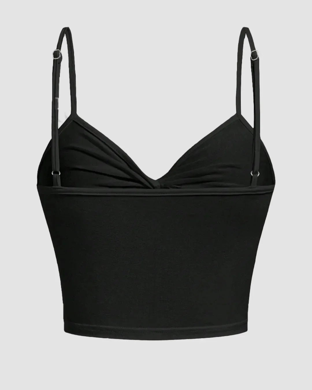 V Neck Twist Front Ruched Cami Top in Black - Image 2
