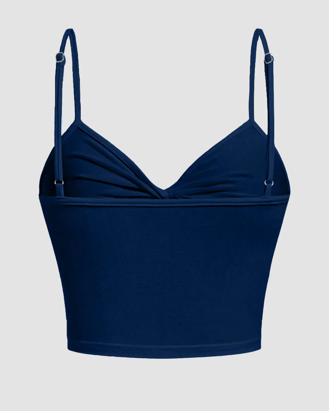 V Neck Twist Front Ruched Cami Top in Navy Blue - Image 2