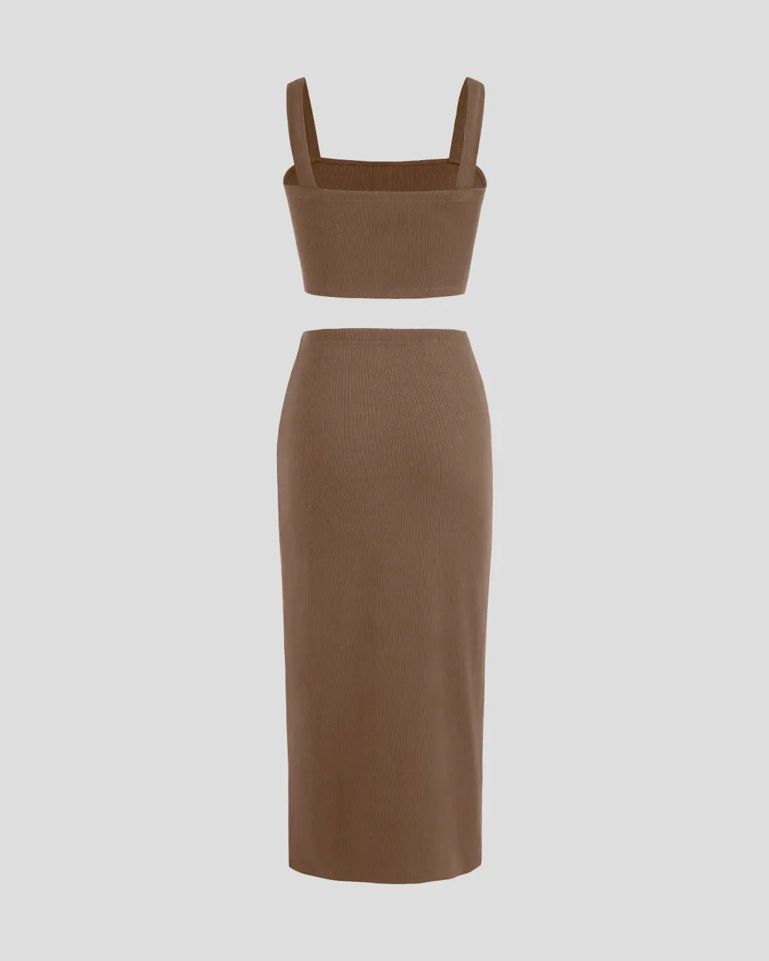 Welcome Summer Set Of Two Crop Top And Skirt In Mocha - Image 2