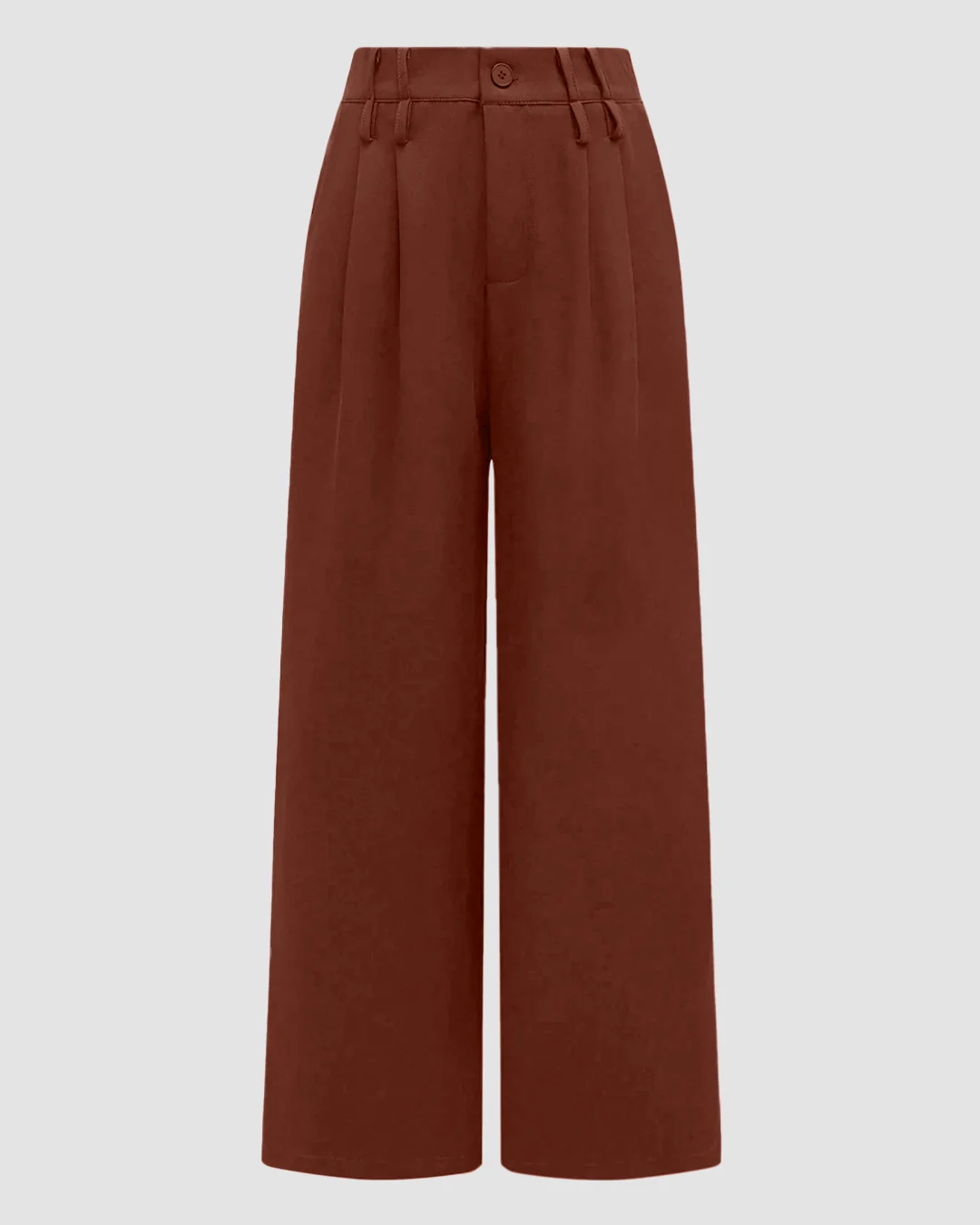 Wide Leg Pants Loose Straight Leg Trousers in Rust Brown