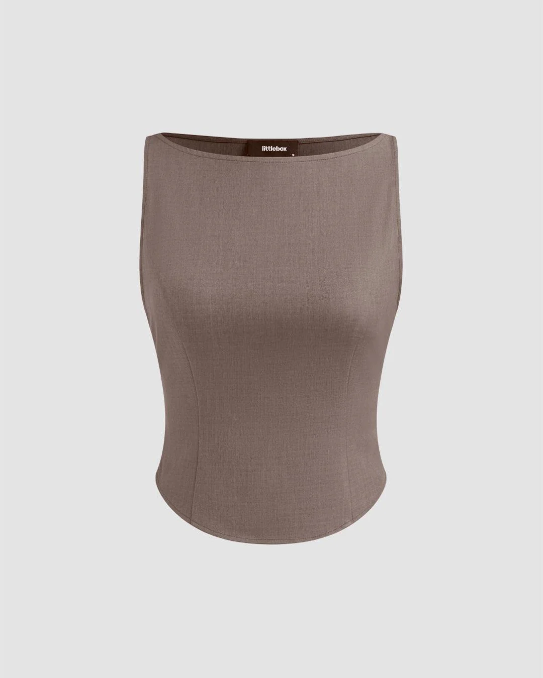 Woven Boat Neck Solid Tank Top & High Rise Split Maxi Skirt In Cappuccino - Image 3