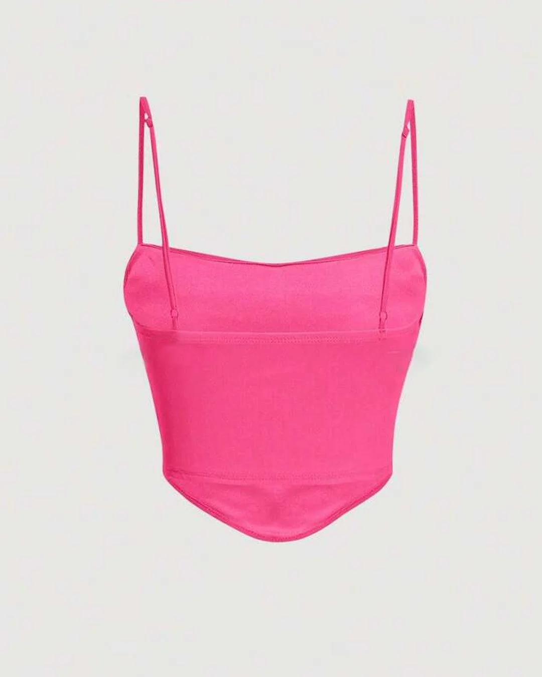 Y2K Solid Ruched Mesh Cami Hot Pink Top - Image 2
