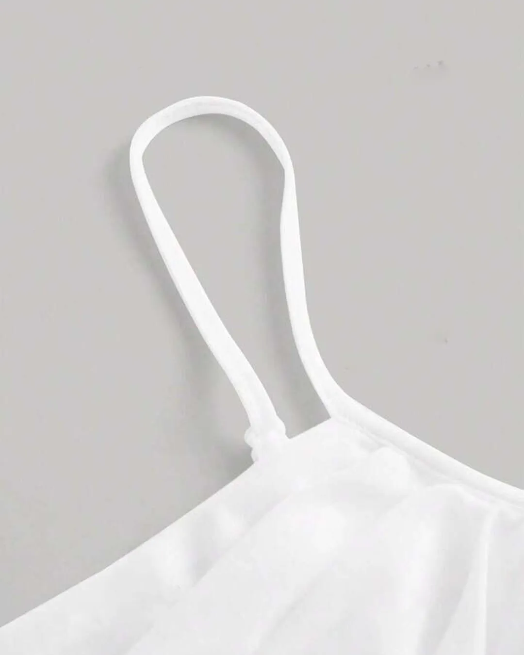 Y2K Solid Ruched Mesh Cami White Top - Image 3